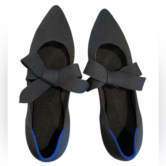 Rothy's Shoes - Black, 10.5, Rothy's Point Mary Jane Bow Tie Flat